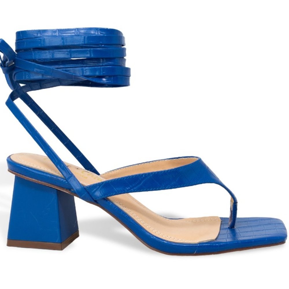 Women’s Square Open Toe Wrap Tie Block Heeled Sandals